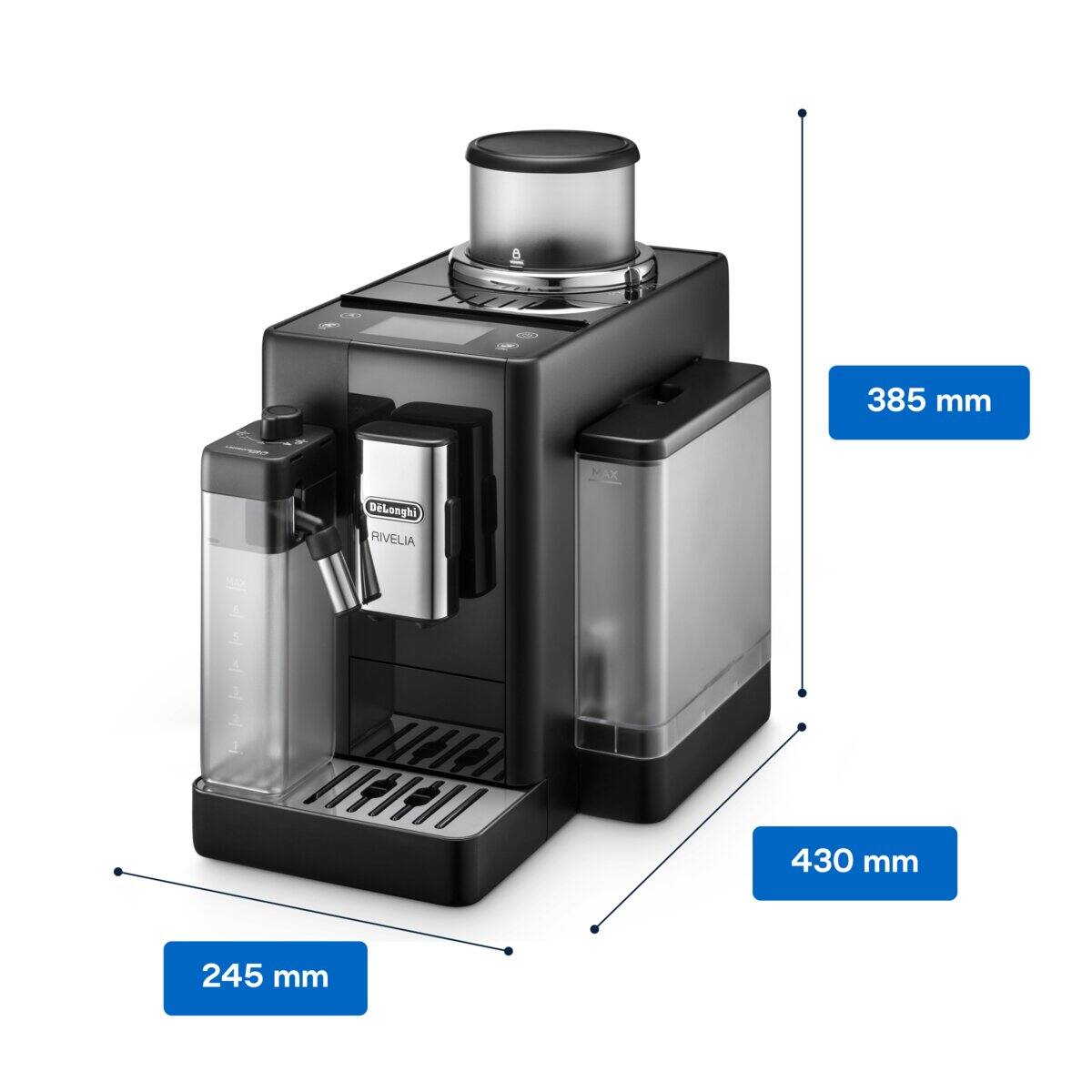 De'Longhi Rivelia – Abmessungen 24,5 x 38,5 x 43 cm